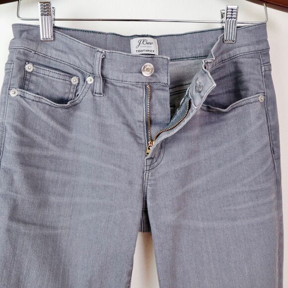 J Crew Size 27 Toothpick Skinny Jeans Stretch Denim B0125 Light Gray - Picture 3 of 10